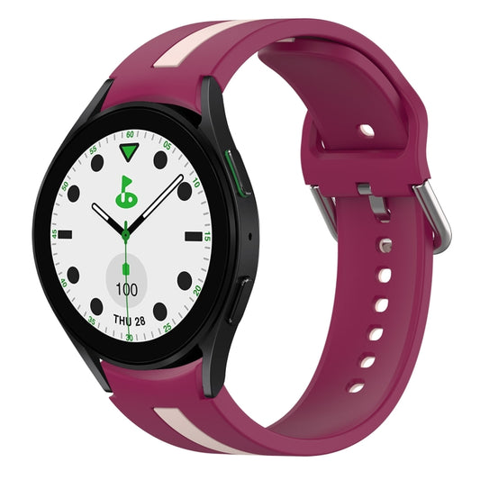 For Samsung Galaxy watch 5 Golf Edition Two-Color Silicone Watch Band(Wine Red+Pink) - Watch Bands by buy2fix | Online Shopping UK | buy2fix