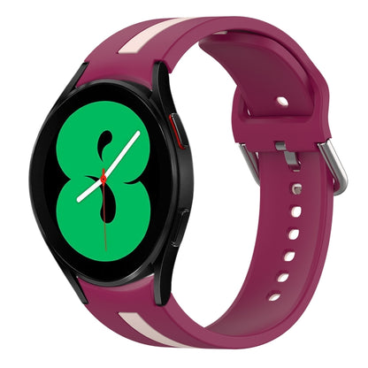 For Samsung Galaxy Watch 4 44mm Two-Color Silicone Watch Band(Wine Red+Pink) - Watch Bands by buy2fix | Online Shopping UK | buy2fix