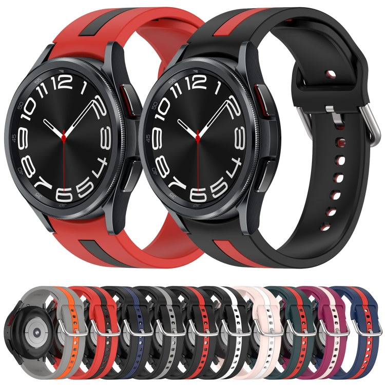 For Samsung  Galaxy Watch 4 Classic 42mm Two-Color Silicone Watch Band(Midnight Blue+Red) - Watch Bands by buy2fix | Online Shopping UK | buy2fix