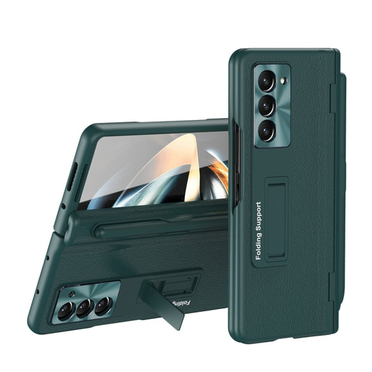 For  Samsung Galaxy Z Fold5 5G Integrated Folding Hinge Leather Phone Case, No Pen(Green) - Galaxy Z Fold5 Cases by buy2fix | Online Shopping UK | buy2fix
