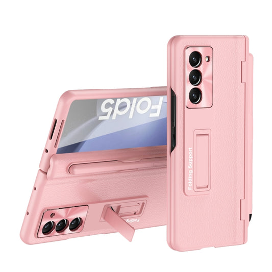 For Samsung Galaxy Z Fold6 Integrated Folding Hinge Leather Phone Case, No Pen(Pink) - Galaxy Z Fold6 5G Cases by buy2fix | Online Shopping UK | buy2fix