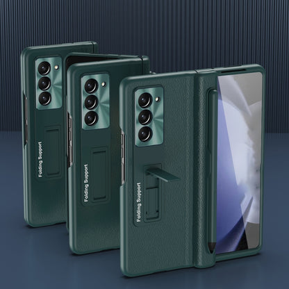 For Samsung Galaxy Z Fold6 Integrated Folding Hinge Leather Phone Case, No Pen(Green) - Galaxy Z Fold6 5G Cases by buy2fix | Online Shopping UK | buy2fix