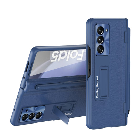 For Samsung Galaxy Z Fold6 Integrated Folding Hinge Leather Phone Case, No Pen(Blue) - Galaxy Z Fold6 5G Cases by buy2fix | Online Shopping UK | buy2fix