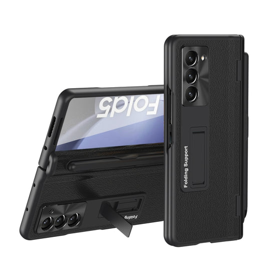 For Samsung Galaxy Z Fold6 Integrated Folding Hinge Leather Phone Case, No Pen(Black) - Galaxy Z Fold6 5G Cases by buy2fix | Online Shopping UK | buy2fix