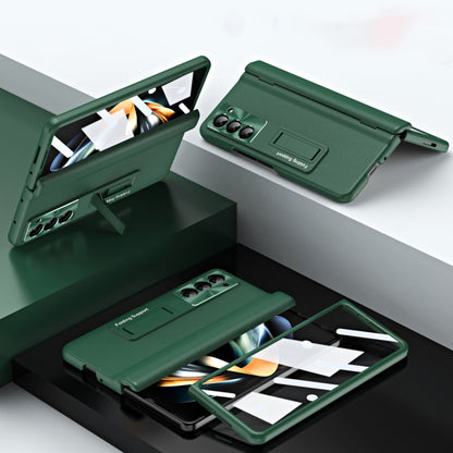 For Samsung Galaxy Z Fold5 5G Shell-membrane Integrated Hinge All-around Leather Folding Phone Case(Champagne) - Galaxy Z Fold5 Cases by buy2fix | Online Shopping UK | buy2fix