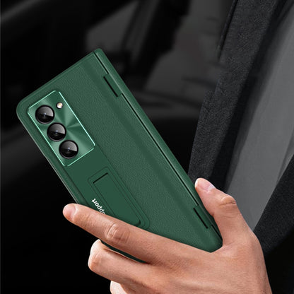 For Samsung Galaxy Z Fold5 5G Shell-membrane Integrated Hinge All-around Leather Folding Phone Case(Green) - Galaxy Z Fold5 Cases by buy2fix | Online Shopping UK | buy2fix