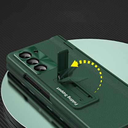For Samsung Galaxy Z Fold5 5G Shell-membrane Integrated Hinge All-around Leather Folding Phone Case(Green) - Galaxy Z Fold5 Cases by buy2fix | Online Shopping UK | buy2fix