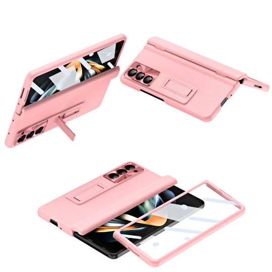 For Galaxy Z Fold6 5G Shell-membrane Integrated Hinge All-around Leather Folding Phone Case(Pink)