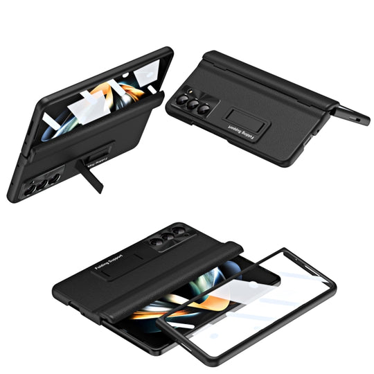 For Galaxy Z Fold6 5G Shell-membrane Integrated Hinge All-around Leather Folding Phone Case(Black)