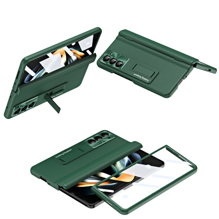 For Samsung Galaxy Z Fold6 5G Shell-membrane Integrated Hinge All-around Leather Folding Phone Case(Green) - Galaxy Z Fold6 5G Cases by buy2fix | Online Shopping UK | buy2fix