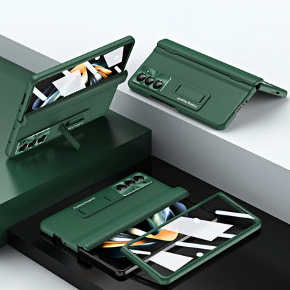 For Samsung Galaxy Z Fold6 5G Shell-membrane Integrated Hinge All-around Leather Folding Phone Case(Green) - Galaxy Z Fold6 5G Cases by buy2fix | Online Shopping UK | buy2fix