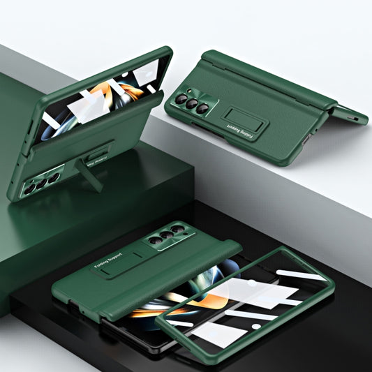 For Samsung Galaxy Z Fold6 5G Shell-membrane Integrated Hinge All-around Leather Folding Phone Case(Green) - Galaxy Z Fold6 5G Cases by buy2fix | Online Shopping UK | buy2fix