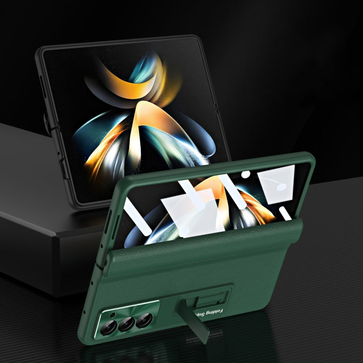 For Samsung Galaxy Z Fold6 5G Shell-membrane Integrated Hinge All-around Leather Folding Phone Case(Green) - Galaxy Z Fold6 5G Cases by buy2fix | Online Shopping UK | buy2fix