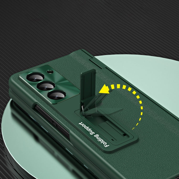 For Samsung Galaxy Z Fold6 5G Shell-membrane Integrated Hinge All-around Leather Folding Phone Case(Green) - Galaxy Z Fold6 5G Cases by buy2fix | Online Shopping UK | buy2fix