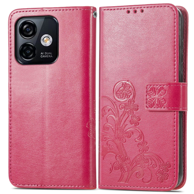 For Ulefone Note 16 Pro Four-leaf Clasp Embossed Buckle Leather Phone Case(Magent) - Ulefone Cases by buy2fix | Online Shopping UK | buy2fix