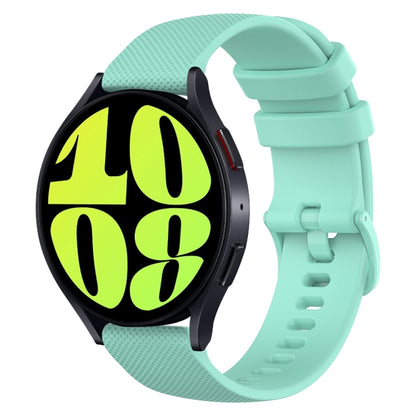 For Samsung Galaxy Watch 6 40mm 20mm Checkered Silicone Watch Band(Teal) - Watch Bands by buy2fix | Online Shopping UK | buy2fix