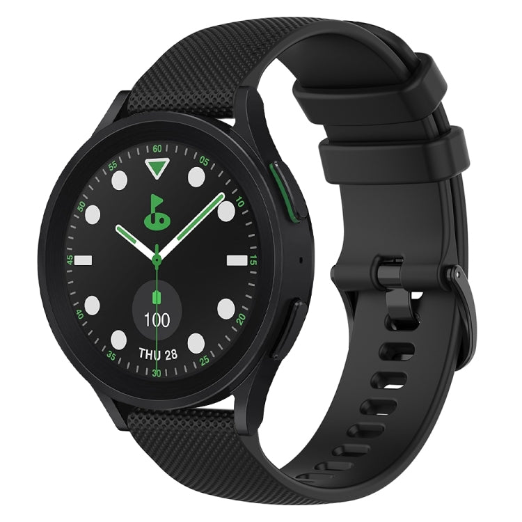 For Samsung Galaxy watch 5 Pro Golf Edition 20mm Checkered Silicone Watch Band(Black) by buy2fix
