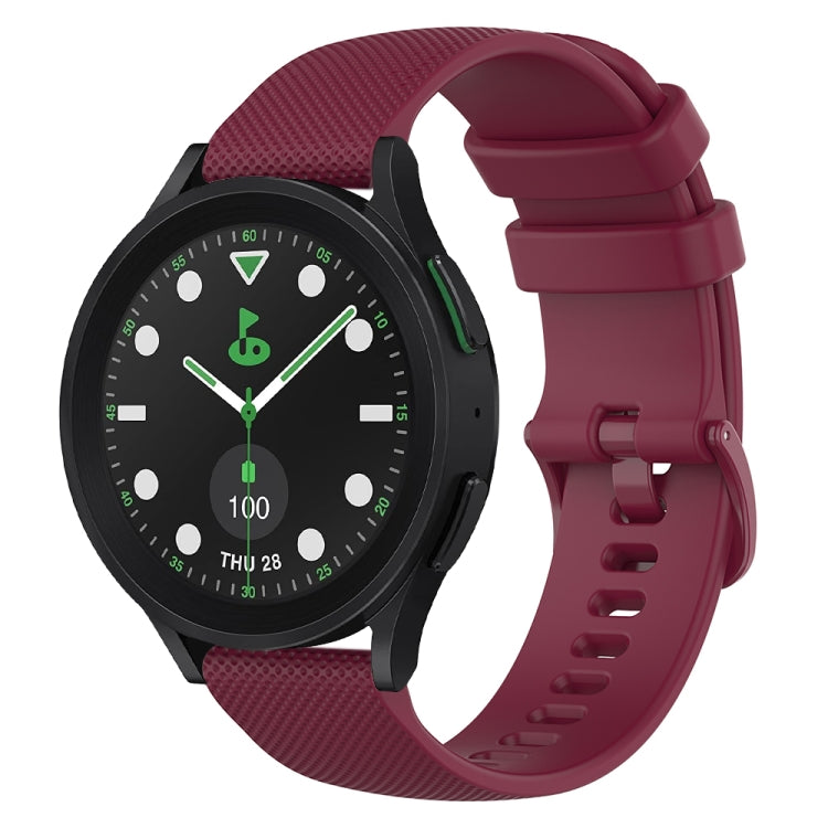For Samsung Galaxy watch 5 Pro Golf Edition 20mm Checkered Silicone Watch Band(Wine Red) by buy2fix