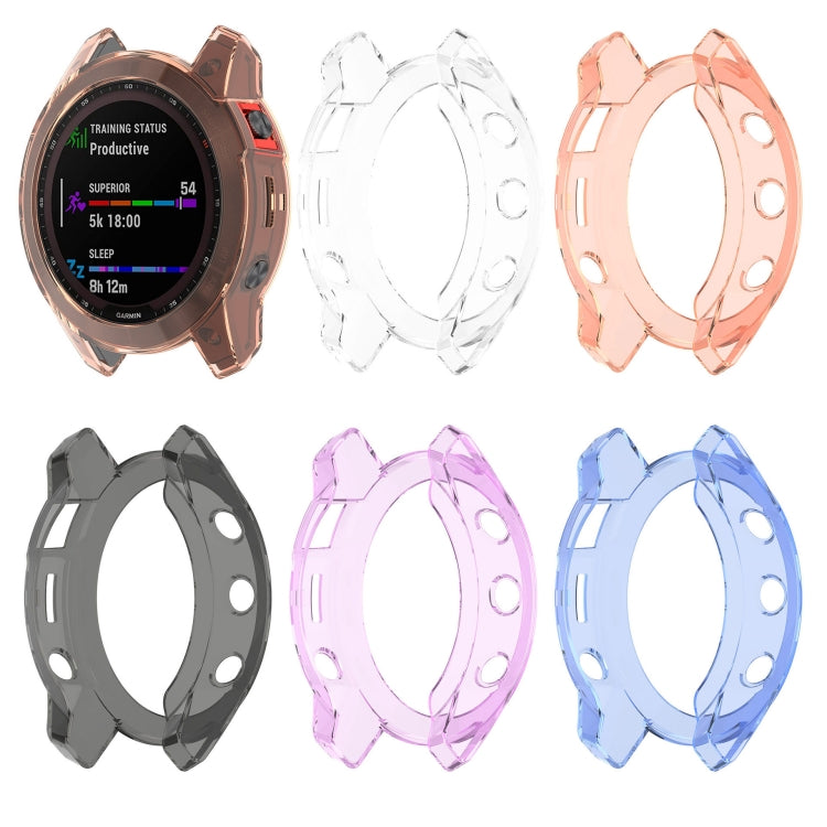 For Garmin Fenix 7S Pro Half-Package TPU Watch Protective Case(Transparent Purple) - Watch Cases by buy2fix | Online Shopping UK | buy2fix