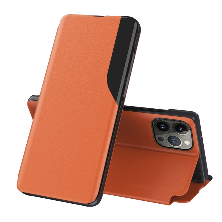 For iPhone 16 Pro Max Side Display Flip Leather Phone Case(Orange) - More iPhone Cases by buy2fix | Online Shopping UK | buy2fix