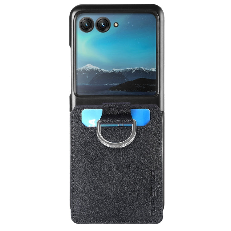 For Motorola Razr 40 Ultra Litchi Texture Leather Ring Wallet Phone Case(Black) by buy2fix