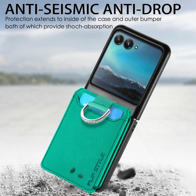 For Motorola Razr 40 Ultra Litchi Texture Leather Ring Wallet Phone Case(Green) by buy2fix