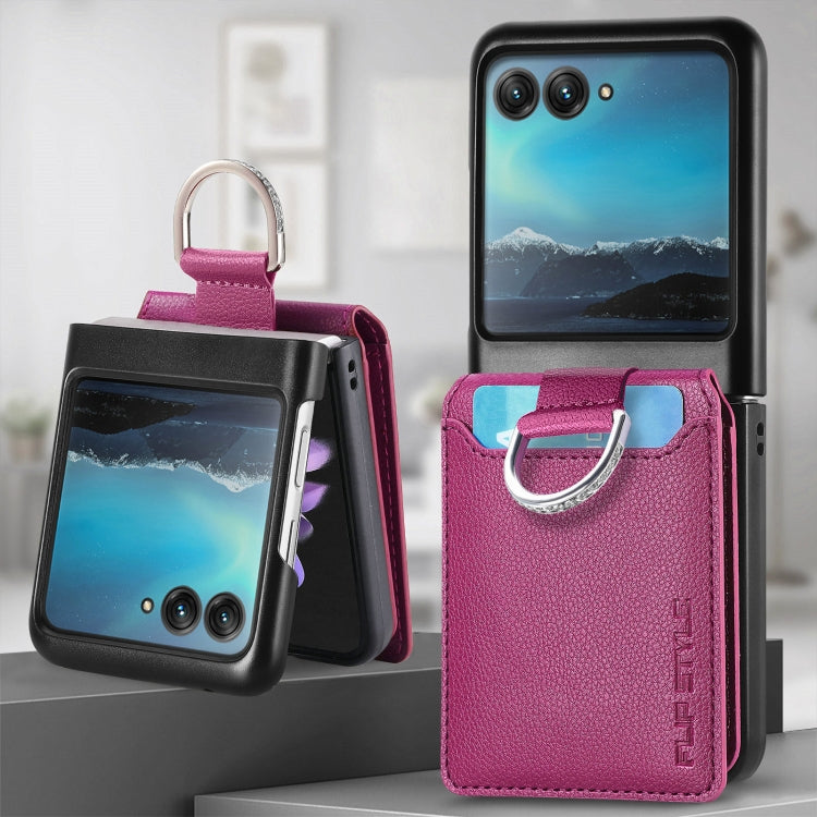 For Motorola Razr 40 Ultra Litchi Texture Leather Ring Wallet Phone Case(Purple) by buy2fix