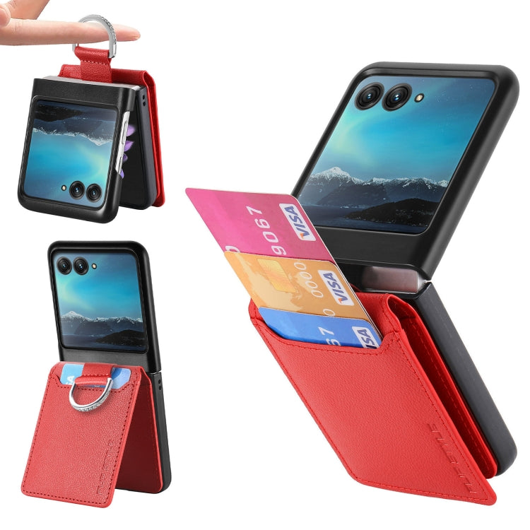 For Motorola Razr 40 Ultra Litchi Texture Leather Ring Wallet Phone Case(Red) by buy2fix