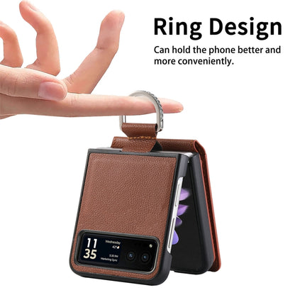 For Motorola Razr 40 Litchi Texture Leather Ring Wallet Phone Case(Brown) by buy2fix