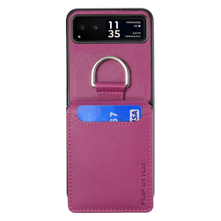 For Motorola Razr 40 Litchi Texture Leather Ring Wallet Phone Case(Purple) by buy2fix