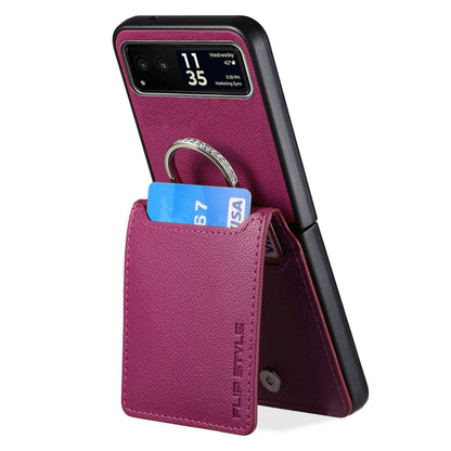For Motorola Razr 40 Litchi Texture Leather Ring Wallet Phone Case(Purple) by buy2fix