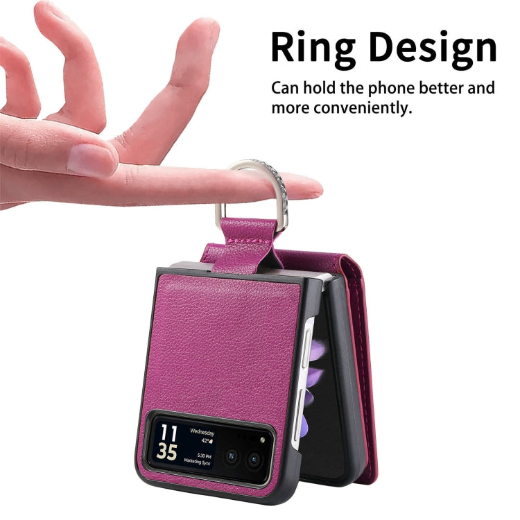 For Motorola Razr 40 Litchi Texture Leather Ring Wallet Phone Case(Purple) by buy2fix