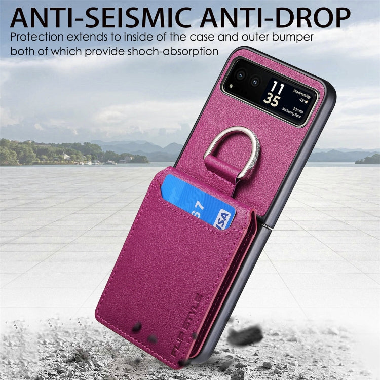 For Motorola Razr 40 Litchi Texture Leather Ring Wallet Phone Case(Purple) by buy2fix