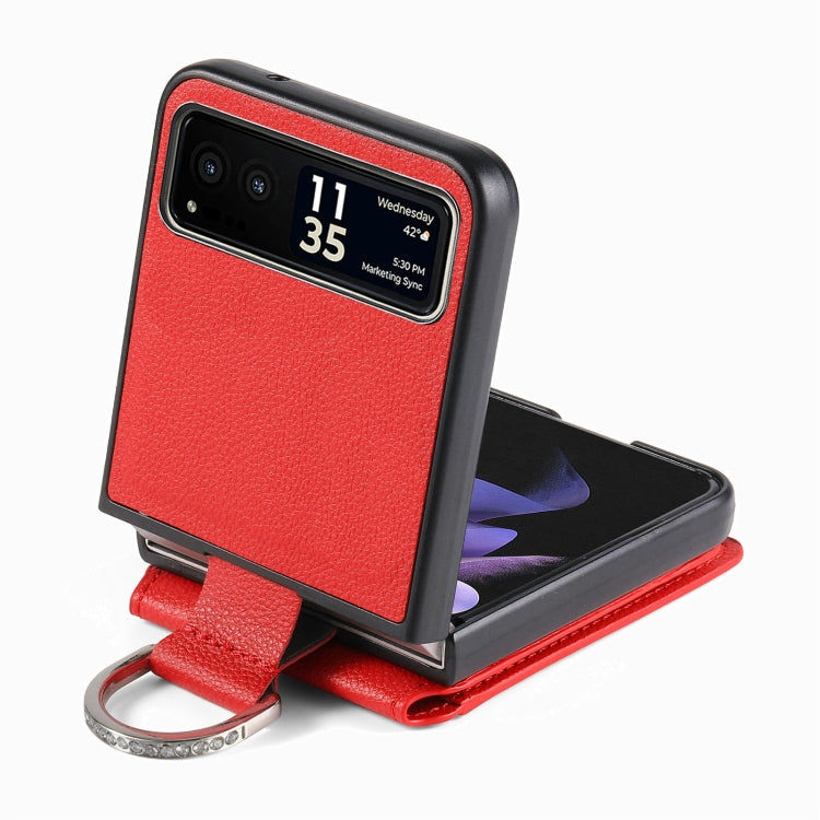 For Motorola Razr 40 Litchi Texture Leather Ring Wallet Phone Case(Red) by buy2fix