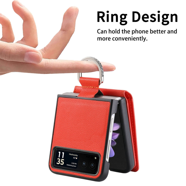 For Motorola Razr 40 Litchi Texture Leather Ring Wallet Phone Case(Orange) by buy2fix