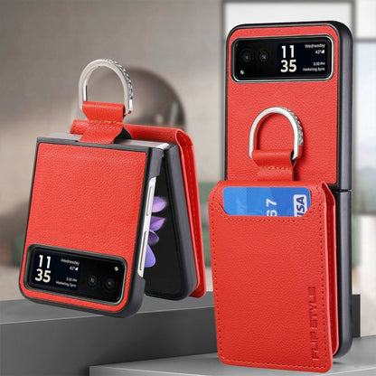 For Motorola Razr 40 Litchi Texture Leather Ring Wallet Phone Case(Orange) by buy2fix