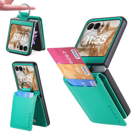 For Motorola Razr 50 Litchi Texture Leather Ring Wallet Phone Case(Green) by buy2fix