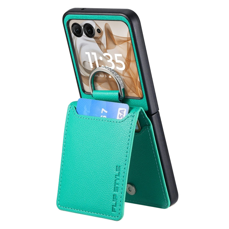 For Motorola Razr 50 Litchi Texture Leather Ring Wallet Phone Case(Green) by buy2fix