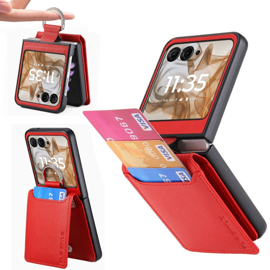 For Motorola Razr 50 Litchi Texture Leather Ring Wallet Phone Case(Red) by buy2fix