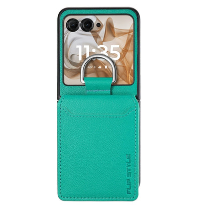 For Motorola Razr 50 Ultra Litchi Texture Leather Ring Wallet Phone Case(Green) by buy2fix