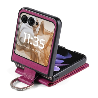 For Motorola Razr 50 Ultra Litchi Texture Leather Ring Wallet Phone Case(Purple) by buy2fix