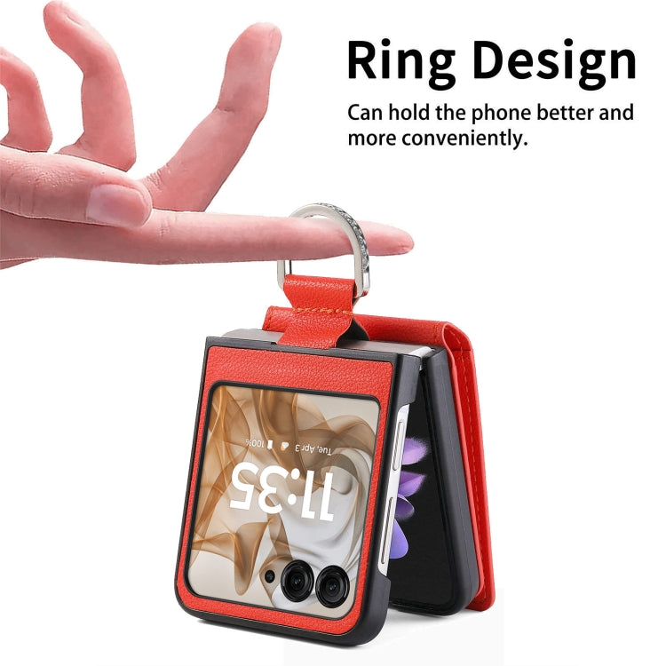 For Motorola Razr 50 Ultra Litchi Texture Leather Ring Wallet Phone Case(Orange) by buy2fix