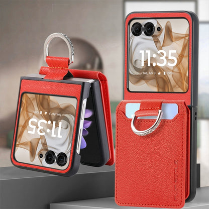 For Motorola Razr 50 Ultra Litchi Texture Leather Ring Wallet Phone Case(Orange) by buy2fix