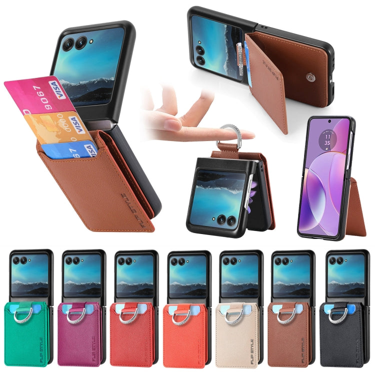 For Motorola Razr 40 Litchi Texture Leather Ring Wallet Phone Case(Orange) by buy2fix