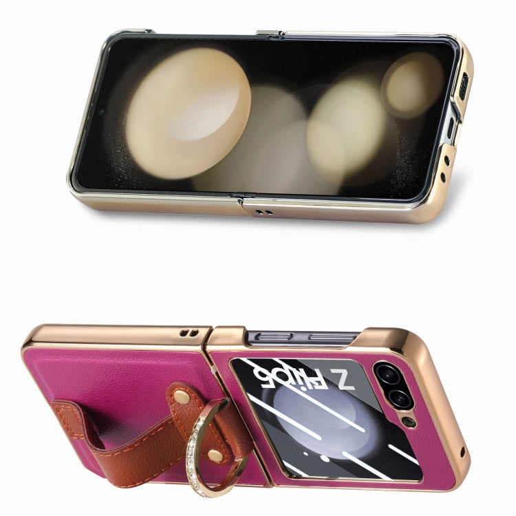 For Samsung Galaxy Z Flip5 5G Brilliant Plating PC Back Screen Integrated Ring Phone Case(Purple) - Galaxy Z Flip5 Cases by buy2fix | Online Shopping UK | buy2fix