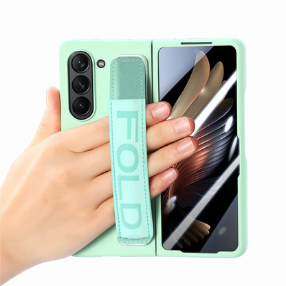 For Samsung   Galaxy Z Fold5 5G Integrated Film Wrist Grip Leather Phone Case with Pen Slot(Green) - Galaxy Z Fold5 Cases by buy2fix | Online Shopping UK | buy2fix