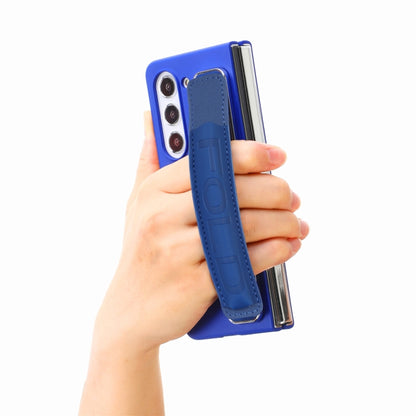 For Samsung   Galaxy Z Fold5 5G Integrated Film Wrist Grip Leather Phone Case with Pen Slot(Dark Blue) - Galaxy Z Fold5 Cases by buy2fix | Online Shopping UK | buy2fix