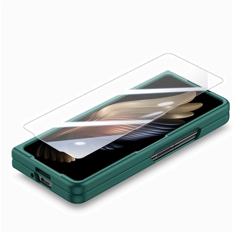 For Samsung   Galaxy Z Fold5 5G Integrated Film Wrist Grip Leather Phone Case with Pen Slot(Dark Green) - Galaxy Z Fold5 Cases by buy2fix | Online Shopping UK | buy2fix