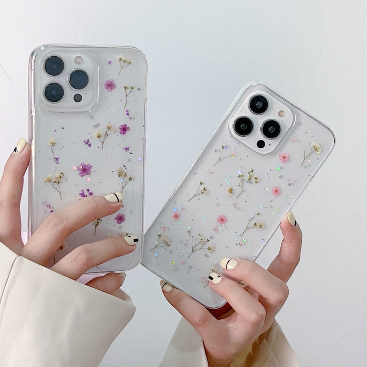 For iPhone 16e Gypsophila Flowers Pattern TPU Protective Phone Case(Purple) - iPhone 16e Cases by buy2fix | Online Shopping UK | buy2fix