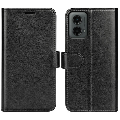 For Motolora Moto G 5G 2024 R64 Texture Horizontal Flip Leather Phone Case(Black) - Motorola Cases by buy2fix | Online Shopping UK | buy2fix